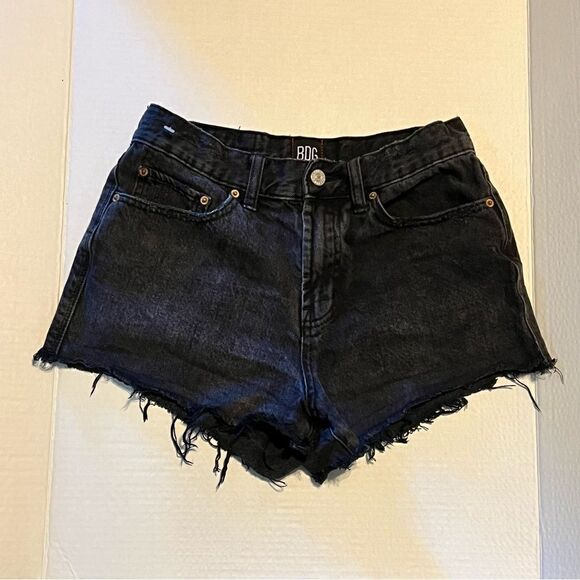 BDG Faded Black High Rise Frayed Booty Shorts 27 - Picture 1 of 11